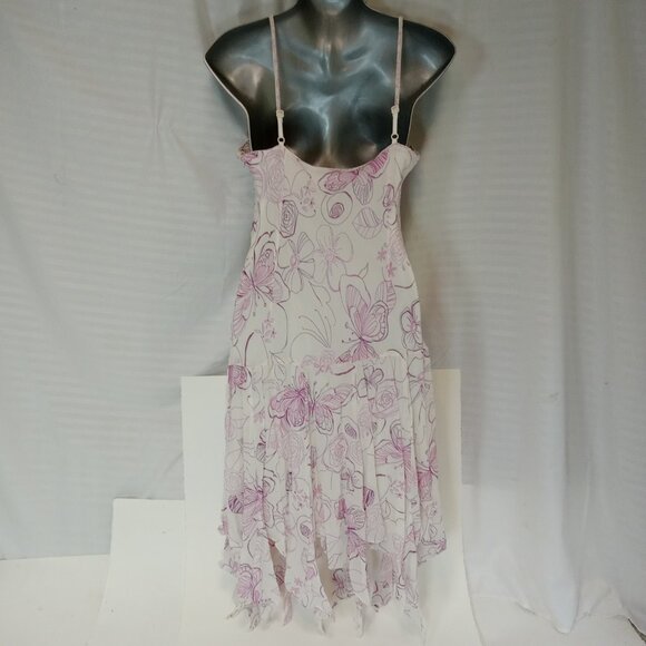 Eva Blue Y2K Fairy Dress 10 Handkerchief Whimsical Fairycore Beaded Floral White - Picture 11 of 16